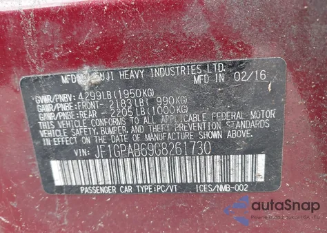 2016 Subaru Impreza 2.0I Premium z USA, uszkodzony, nr VIN JF1GPAB69G8261730